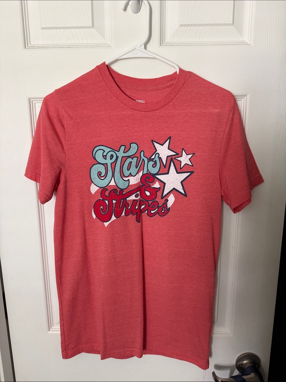 Stars & Stripes Graphic Tee - Coral Pink